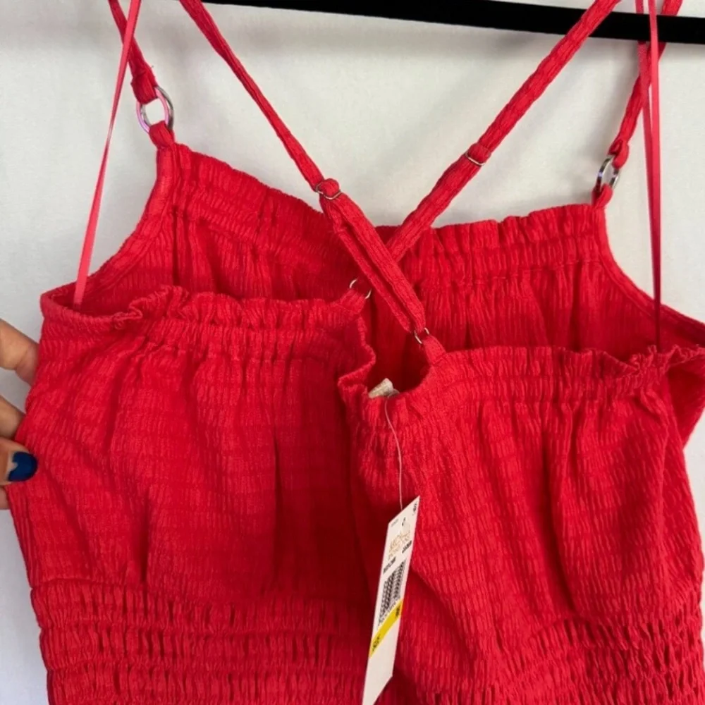 Michael Kors Smocked Square Neck Cami Dress Red‎ Geranium Size PM Stitch Fix NWT
